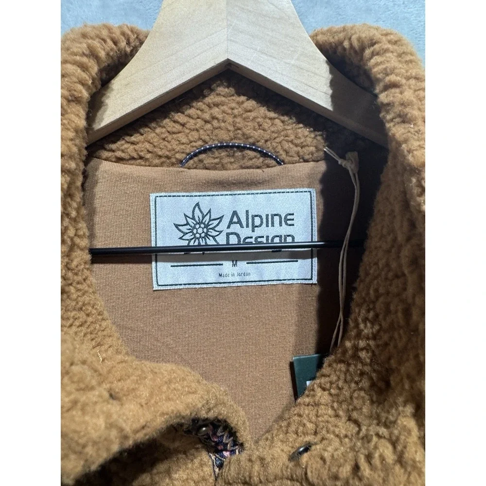 Alpine Design Sherpa Fleece Anorak Pullover Womens M Caramel Snap Jacket‎ NWT - Picture 3 of 11